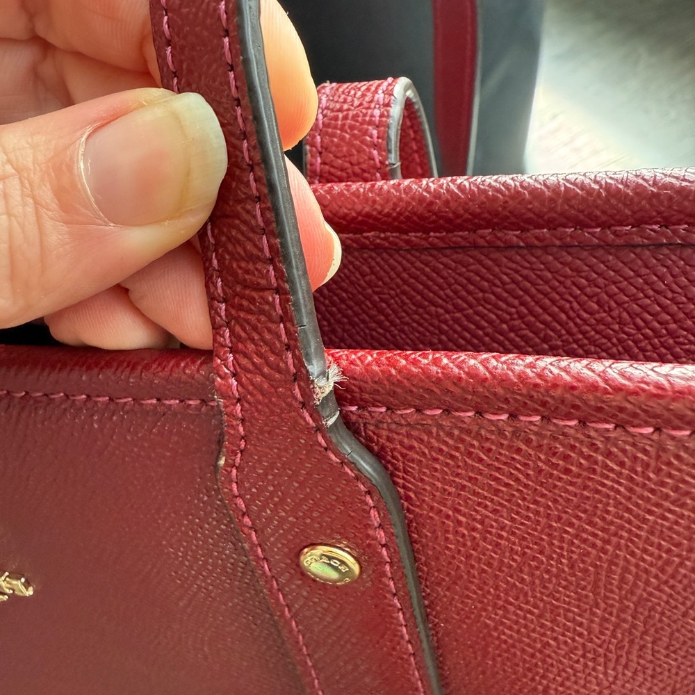 Coach Burgundy Leather Tote with Gold Hardware and matching Wallet - Picture 3 of 10